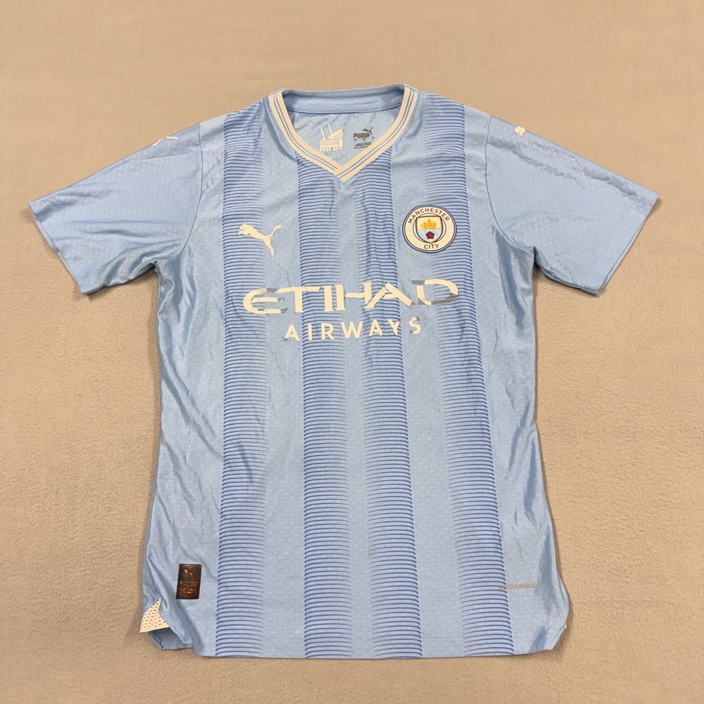 Manchester City Jersey Mens Medium Blue Soccer Puma Etihad Airways Home