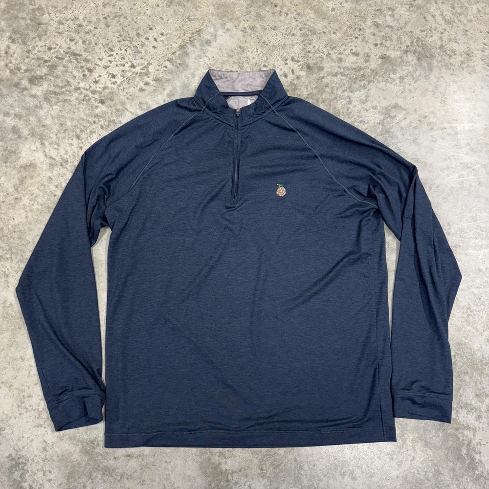 Johnnie-O Pullover Mens Medium Blue Quarter Zip Long Sleeve Stretch Raglan
