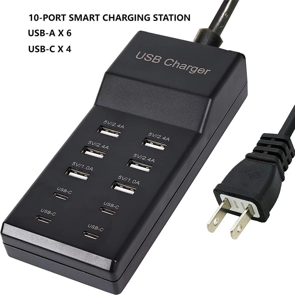 10 Ports 50W Multi USB C Charger Station Type C Fast Charging Adapter For iPhone