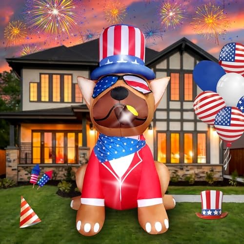 5FT Patriotic 4th of July Inflatable Outdoor Dog Decoration for Independence Day