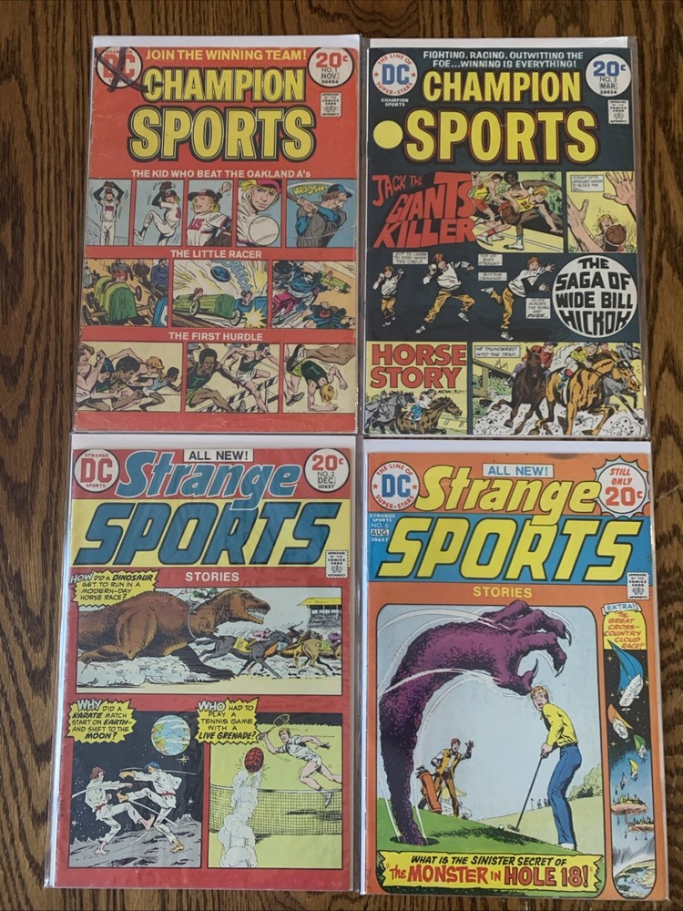 Strange Sports Stories #2, 6. DC comics +Champion Sports #1,3.  (4) Book Lot
