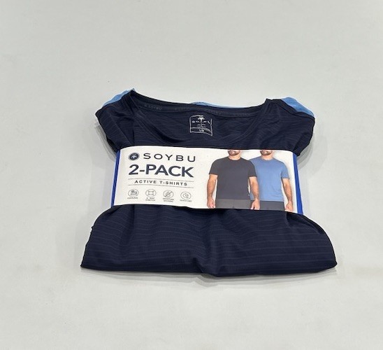 Soybu Men's 2-pack 4-Way Stretch Moisture Wicking Active Tee, Dark Blue/Blue, L