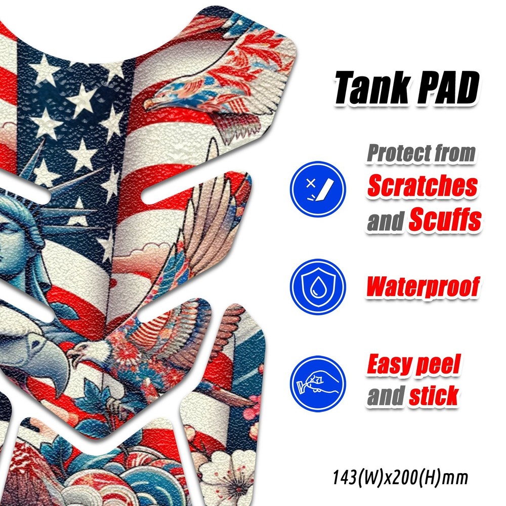 Patriotic Motorcycle Tank Pad Antislip Gas Tank Protector SHIELD