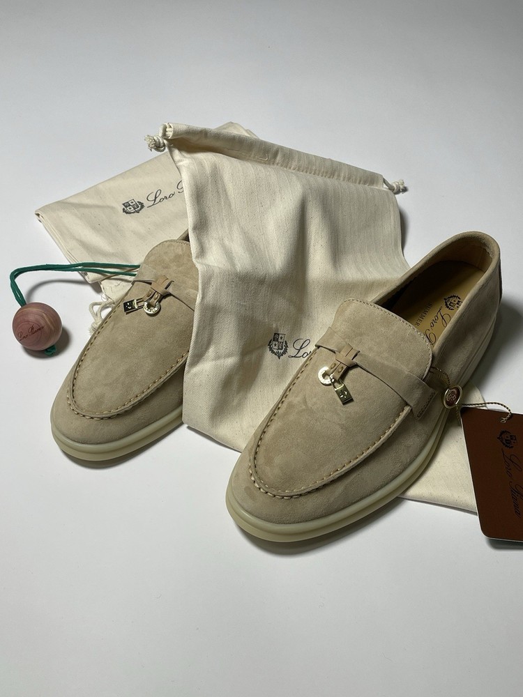 Loro Piana Summer Charm Walk Women’s EU 38 Powder Pearl Loafer Shoes Yatch Class