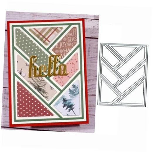 Cutting Dies Metal Stencils Scrapbooking Tools Flowers Rectangle Grid-14x10cm