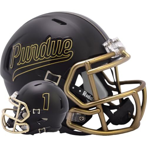 Purdue Boilermakers Black SCRIPT Speed Mini Football Helmet - New in Riddell Box