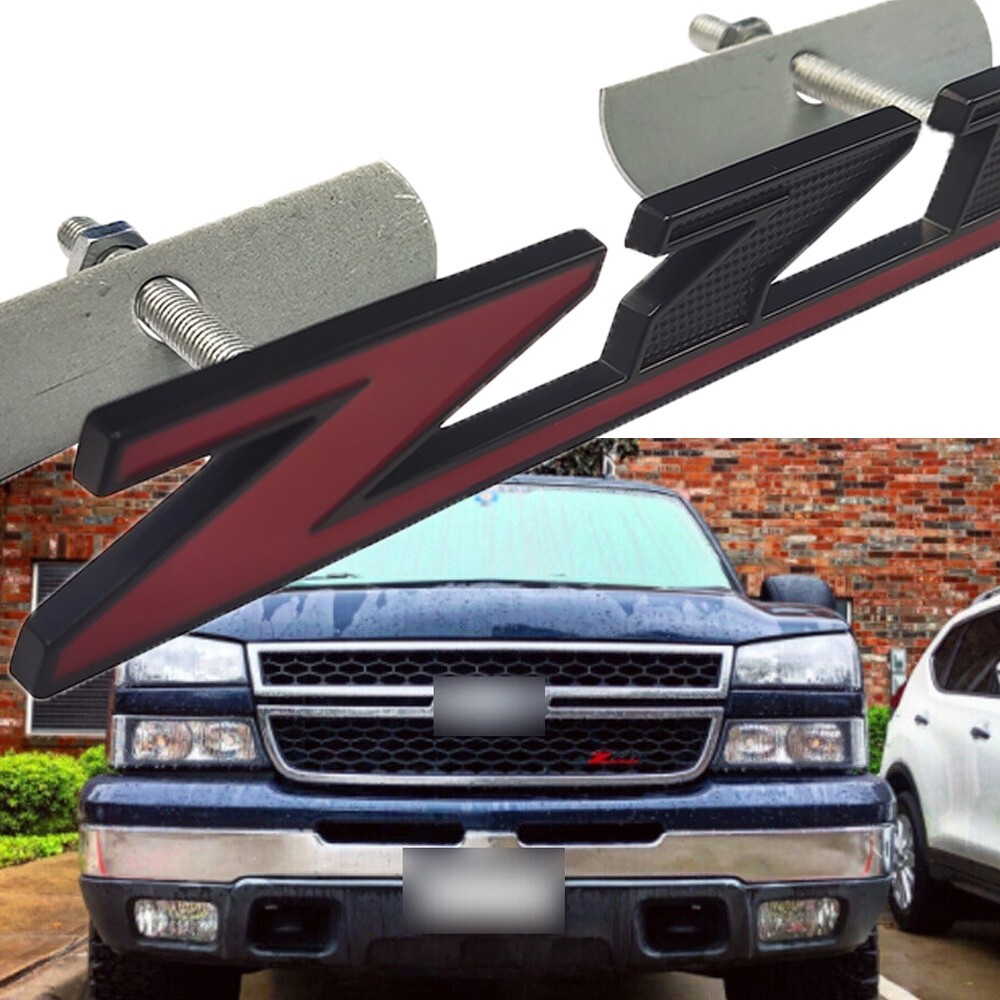 For Silverado Z71 Car Truck Front Grille Emblem Nameplate Black Red Hood Badge