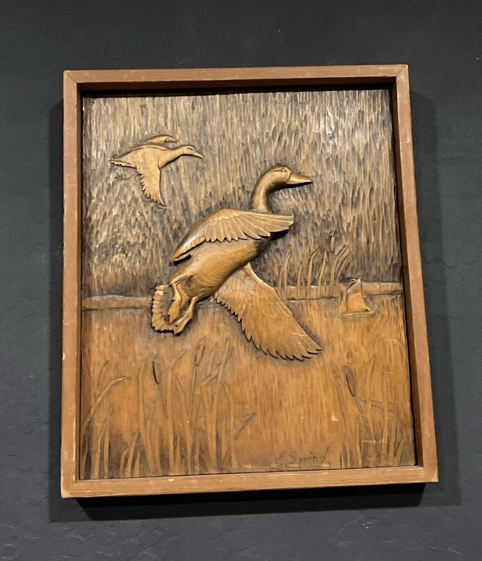 Vintage Carved Wood Bird Wall Art MCM 12.5”x14.5” Signed