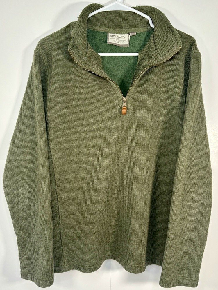 Mountain Warehouse Men's Fleece Pullover 1/4 Zip Size Medium Olive Green Sweater