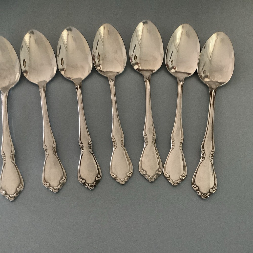 7 Oneida Oneidacraft CHATEAU Teaspoons Stainless Deluxe Flatware Silverware