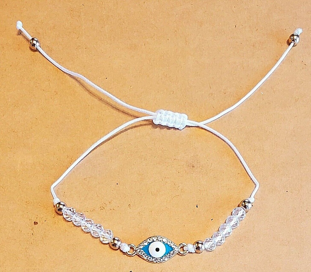 Evil Eye Protection Adjustable Mexican Style Bracelet Anklet with Slide Knot