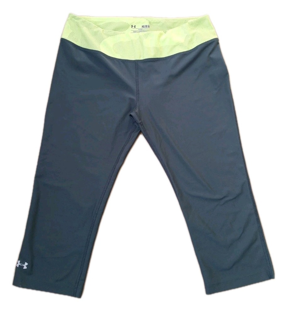 Women's Under Armour Althetic Gym Capri Leggings Sz  M Crop  Sport Gray/Green