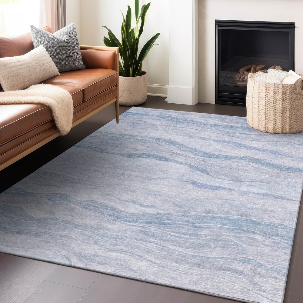 Machine Washable Indoor/ Outdoor Abstract Rivers Chantille