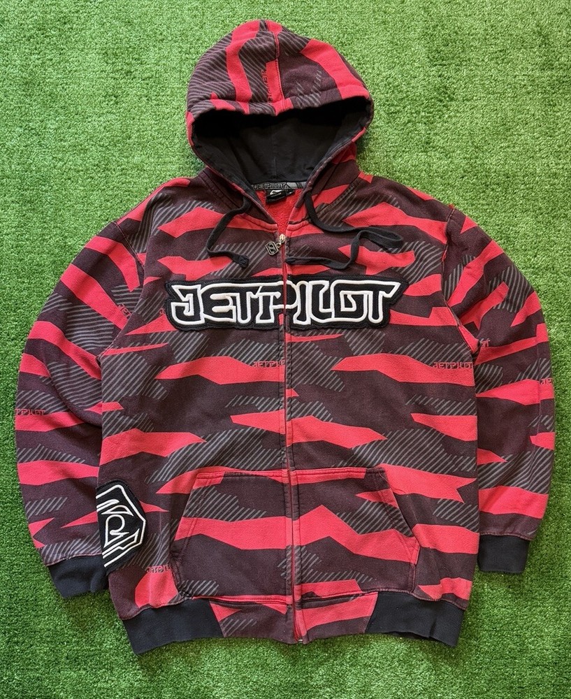 Vintage Y2K Jetpilot MMA Elite Style Grunge Hoodie Zip Up Hoodie Sweatshirt XL