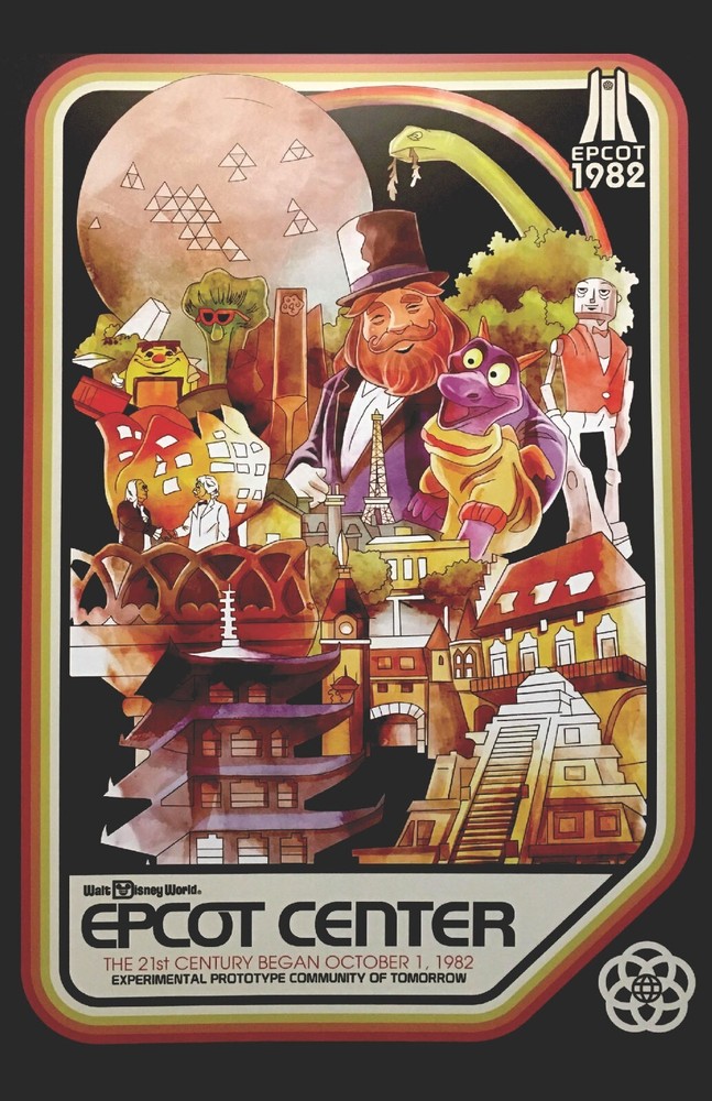 Vintage Figment Dreamfinder Epcot Disney Park Poster 13x19 Satin Finish Art Print