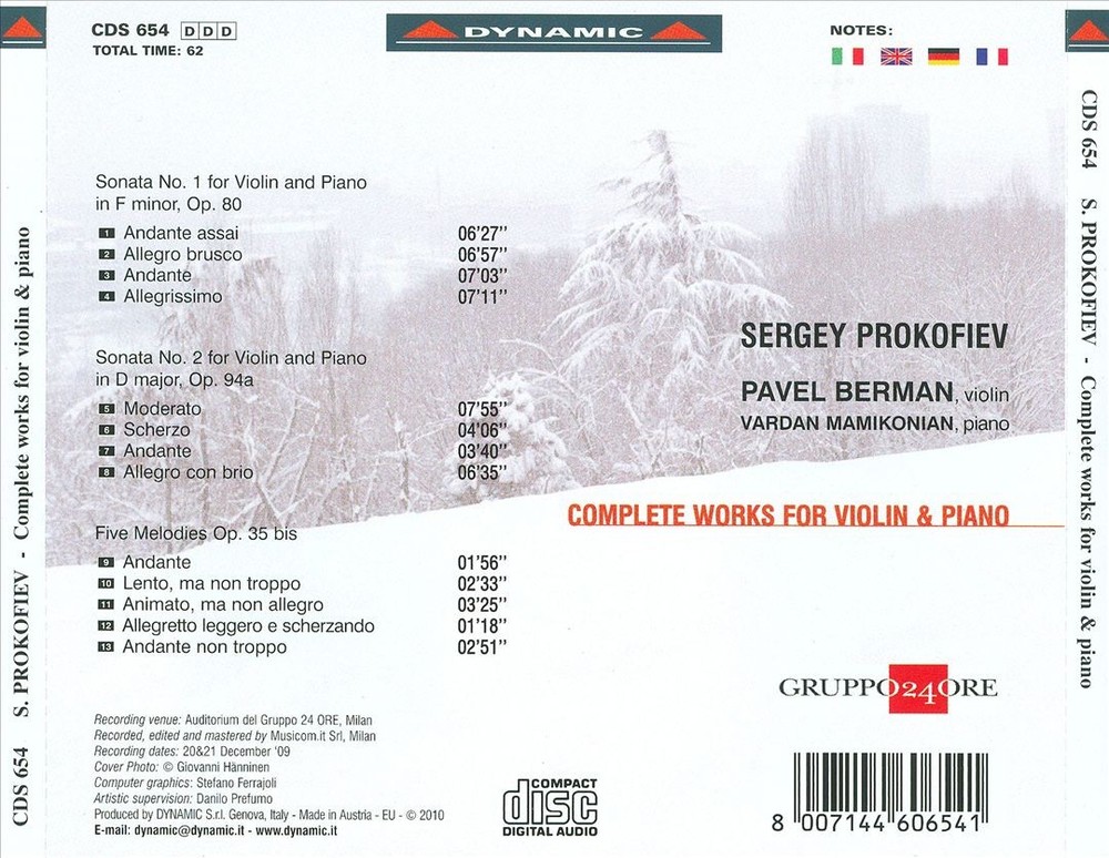 Prokofiev Complete Violin & Piano Works CD Berman Mamikonian 2010