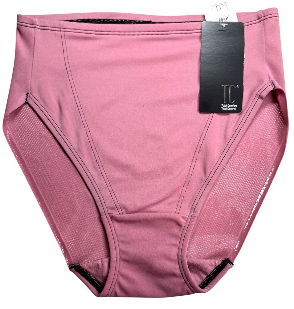 TC FINE INTIMATES Womens Shaping Hi-Cut Brief Panty Pink Rose Medium Control Underwear