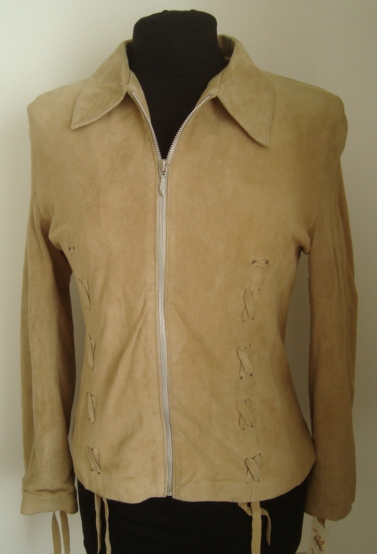 **CLEARANCE SALE** LADIES' BEIGE SUPERSOFT GOAT SUEDE JACKET SIZE M  #3118-image