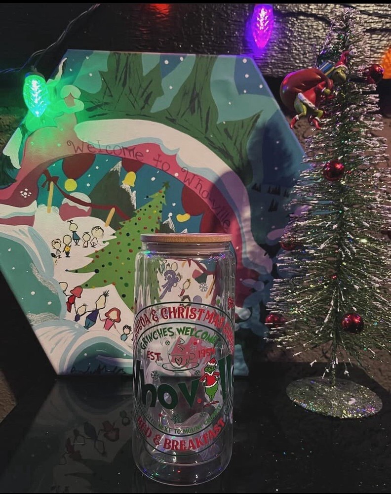 Grinch 16 oz Insulated Tumbler for Christmas Drinks