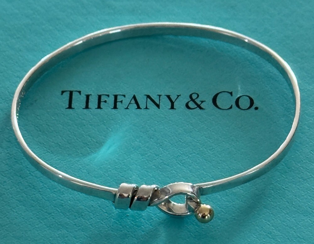 Tiffany & Co.  Hook & Eye Bangle  Bracelet Sterling Silver 925 & 750 (18k)
