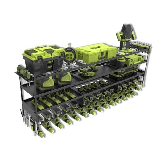 Heavy Duty 4-Tier Wall Mount Drill Holder for Power Tools Garage Storage