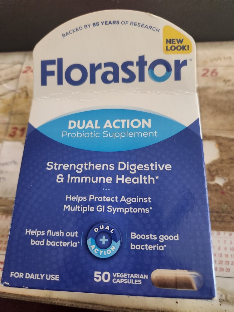 Florastor Dual Action Probiotic Supplement Digestive & Immune Health 50 Capsules