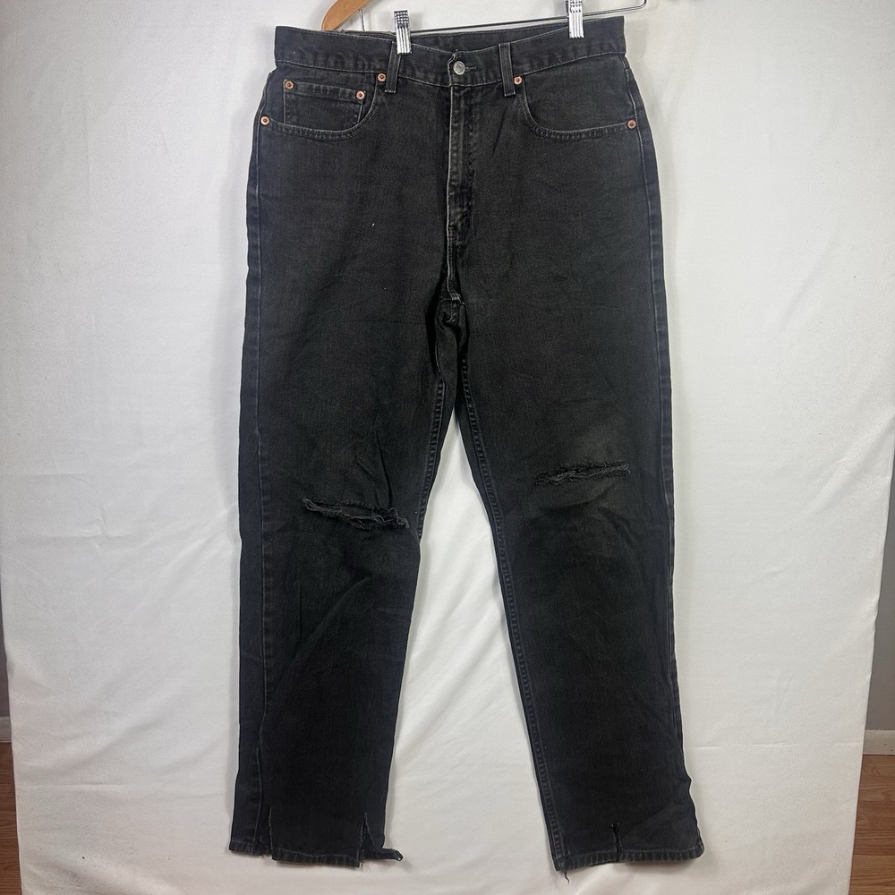 Levi's 550 Jeans Men's 34x34 Black Relaxed Fit Tapered Leg Dark Wash Denim