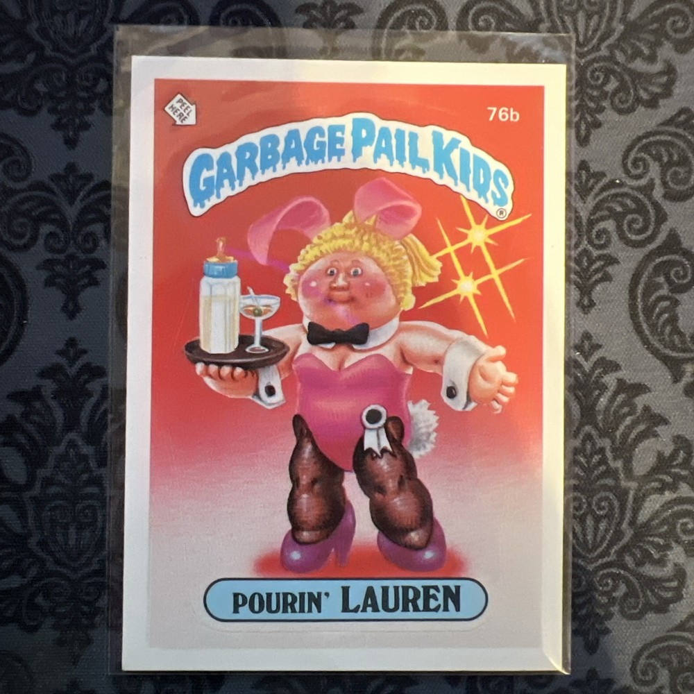 1985 Garbage Pail Kids Pourin Lauren 76b Sticker Card Vintage Collectible