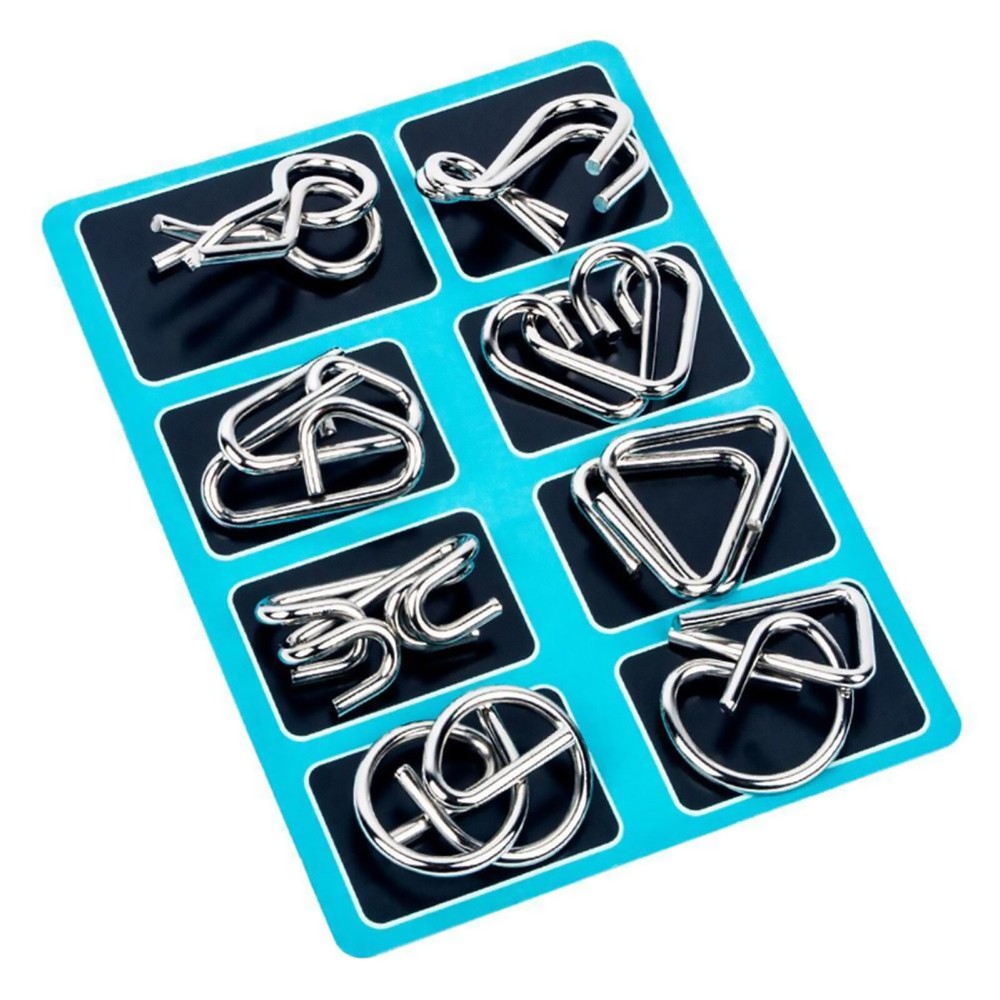 8PCS Metal Puzzle Wire IQ Mind Brain Teaser Toys IQ creative Educational Toys g