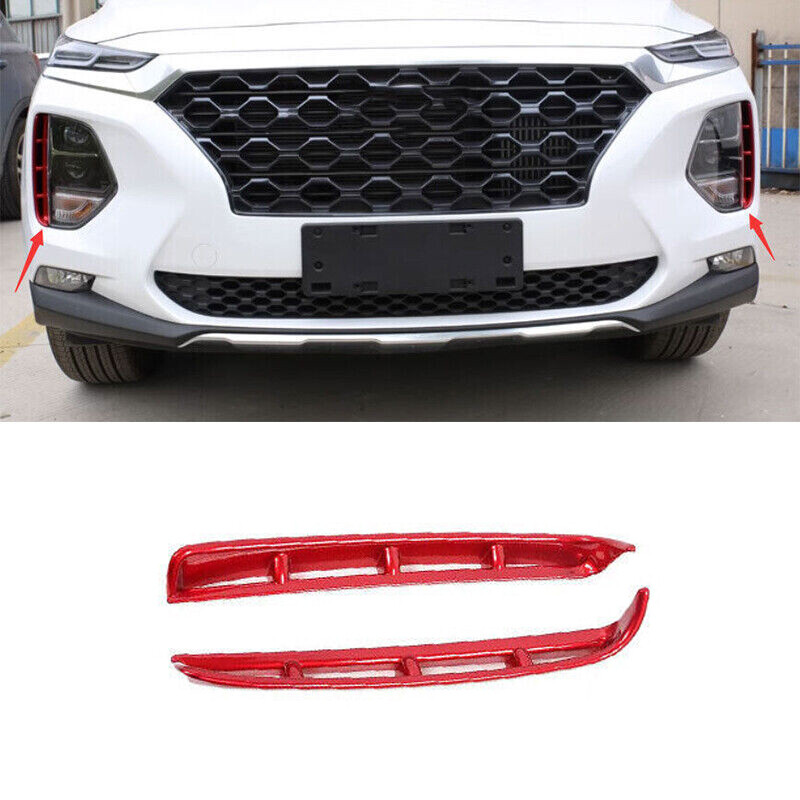 Exterior Front Fog Light Strip Cover For Hyundai Santa Fe 2019-2022 Bright Red