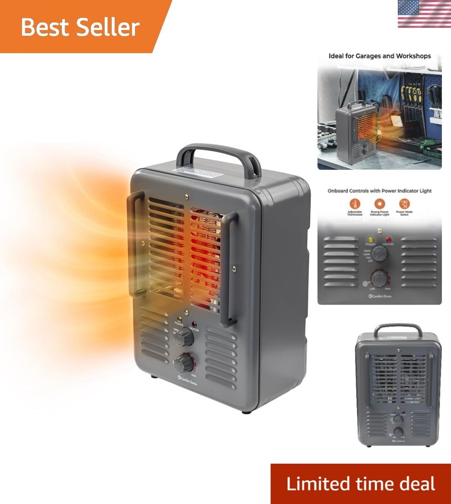 1500W Portable Electric Utility Heater - Adjustable Thermostat & Safety Features