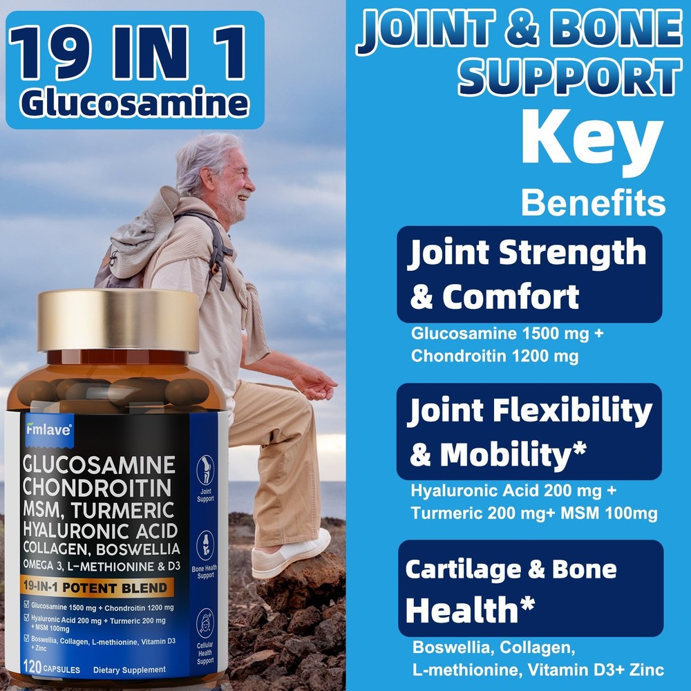 Glucosamine Chondroitin Turmeric MSM Triple Strength Joint Support 3200mg 120pcs