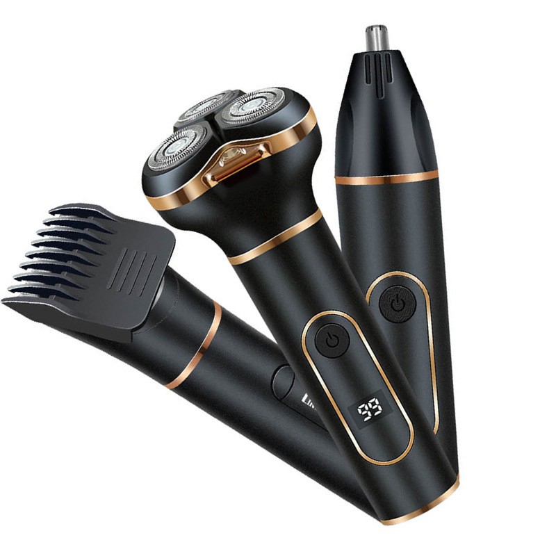 Mens 3 in 1 Cordless Electric Shaving Machine for Beard Nose Hair Sideburns IPX7
