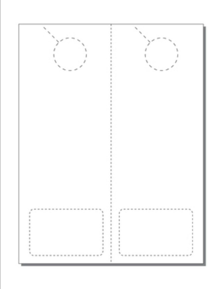 Custom Club Card Door Hangers 4.25x11 2UP Perfed 250 Sheets 8.5x11 White Cover  