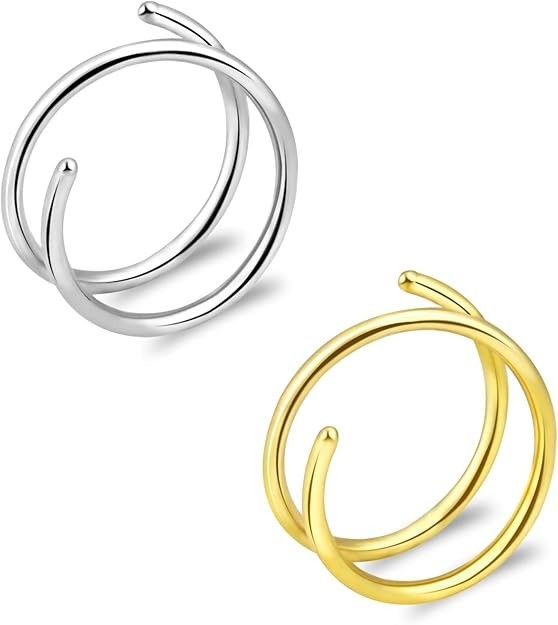 ONESING 20G Double Nose Ring Hoop for Single Piercing - 2-36 Pcs Jewelry for Wom