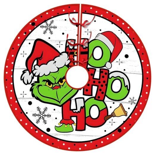 48 Inches Merry Christmas Tree Skirts, Christmas Tree Collar for Grinch, Green