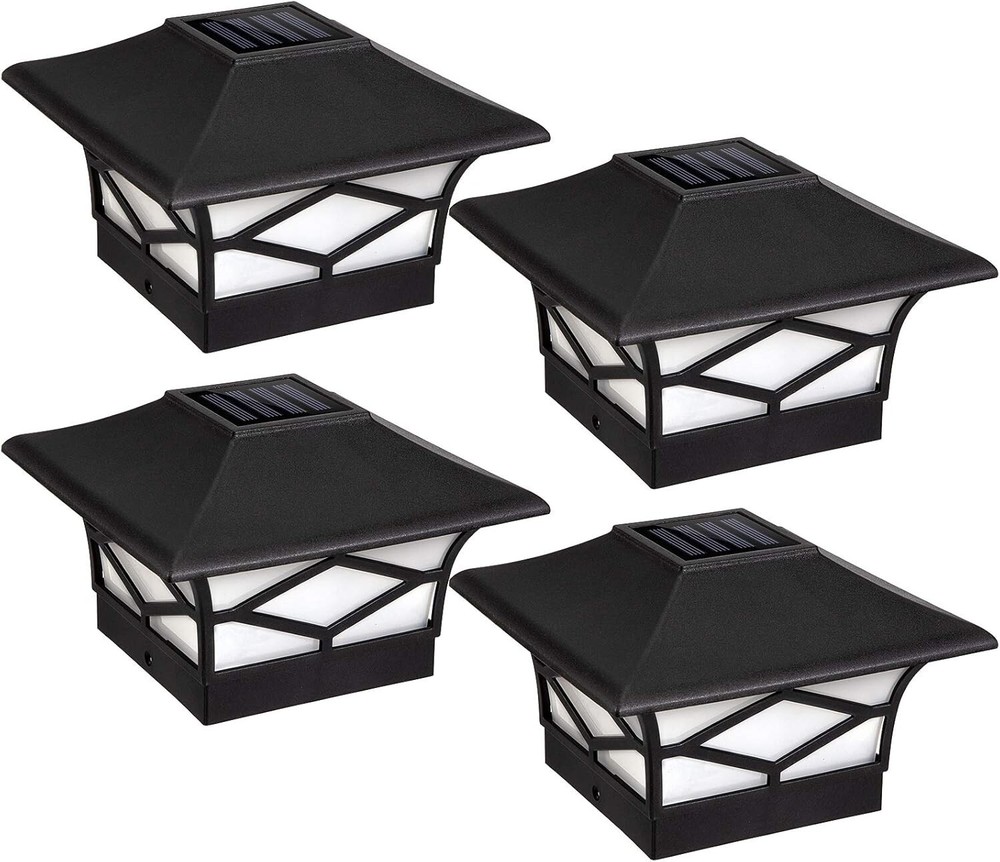 4 Pack Solar Post Lights for 4x4 Wood/Vinyl Waterproof LED Deck Lighting Decor