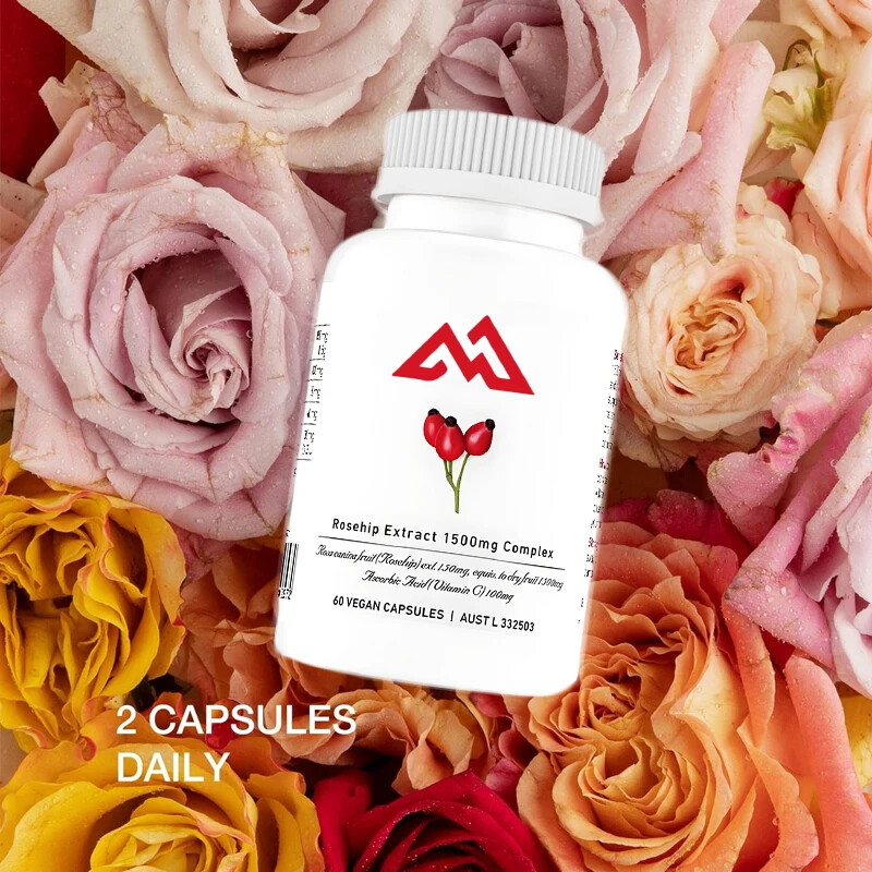 Rose fruit extract 1500mg, containing collagen with vitamins C and E