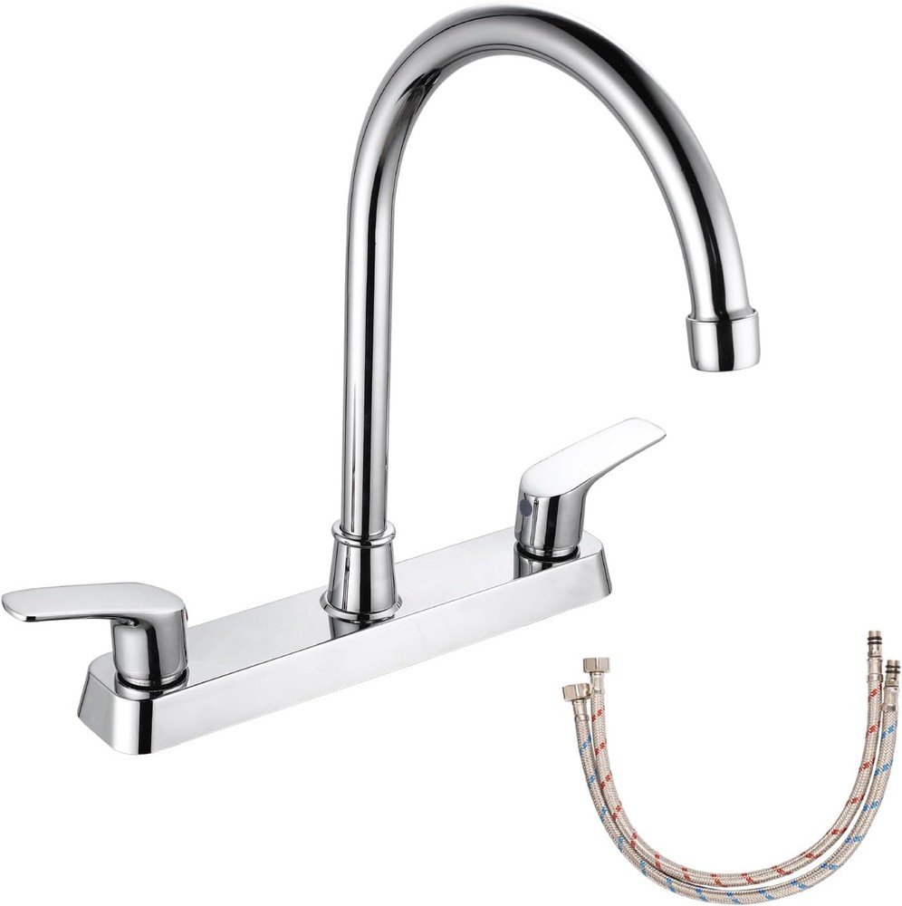 SOLVEX 2 Handle Kitchen Sink Faucet, High Arc 360 Swivel Stainless Chrome