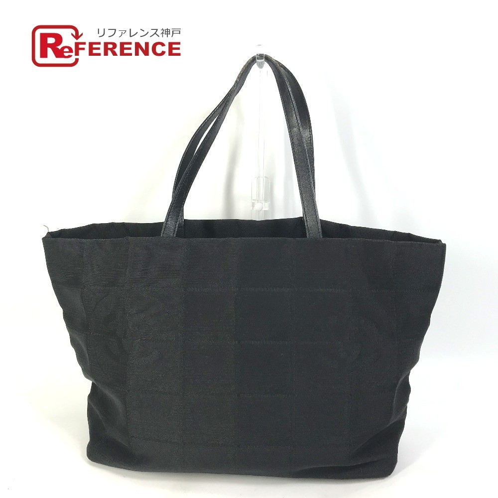 Chanel CC Coco Mark Travel Line MM Black Nylon Leather Shoulder Tote Pre-Owned