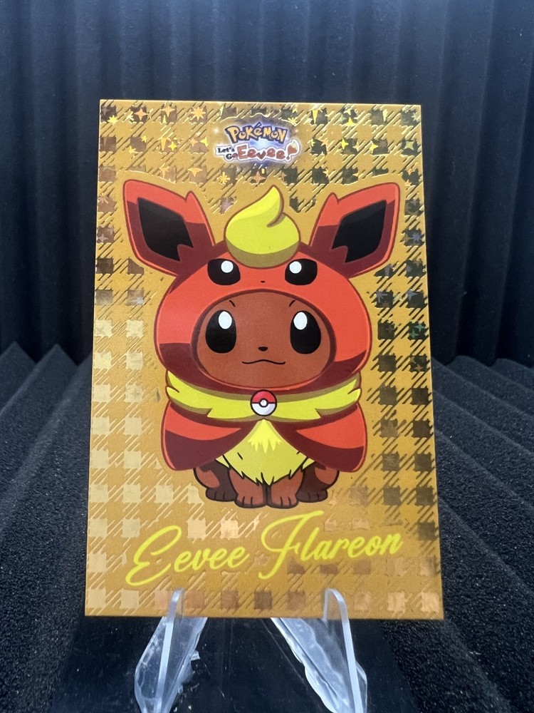 Eevee Flareon Poncho - Gold Box Hit Holo - Let's Go Eevee Database- Pokemon Card