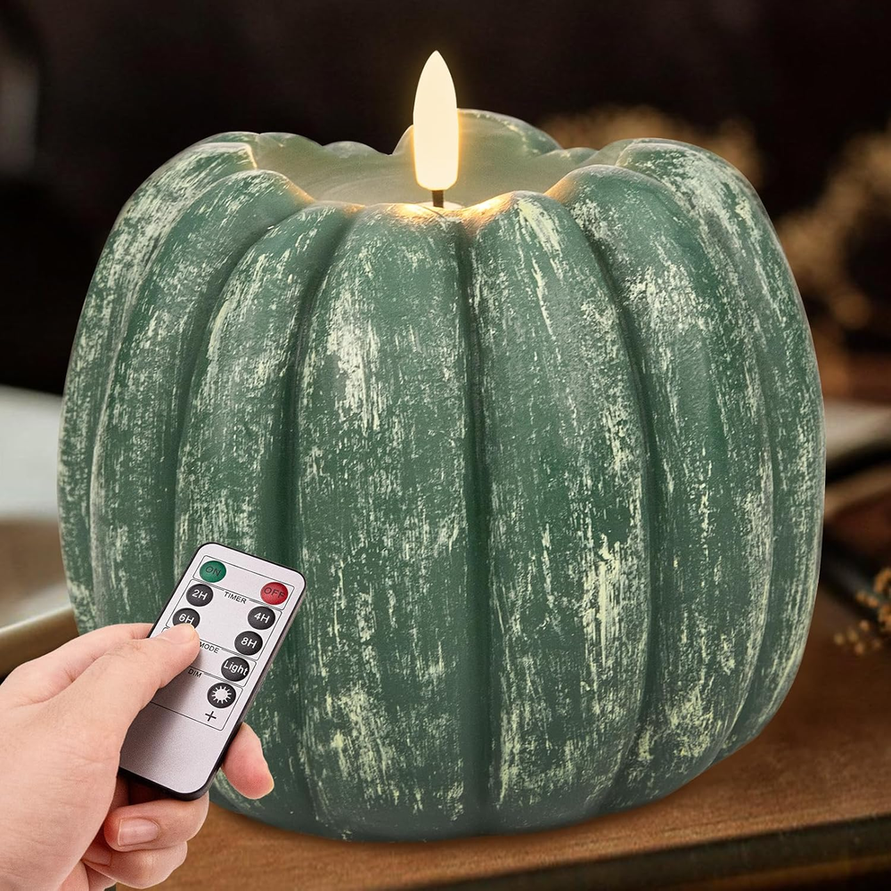 Flickering Flameless LED Pumpkin Candle with Timer for Fall Home Decor  