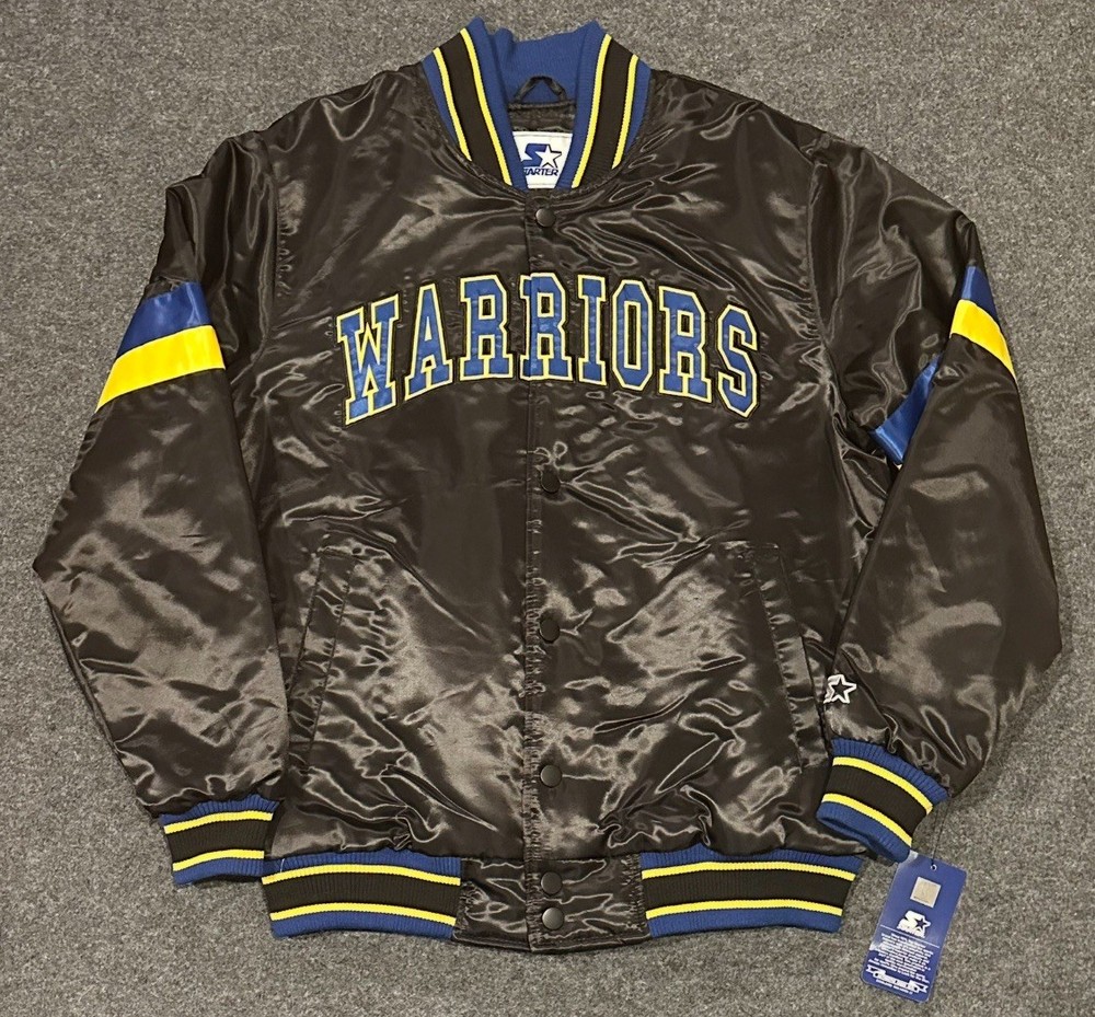 Starter Golden State Warriors Jacket Black Blue Yellow Men’s Size LARGE NWT