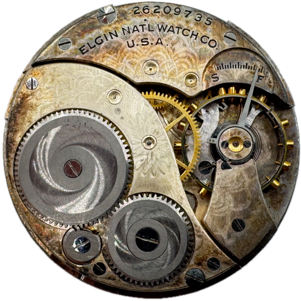 1924 Elgin 7 Jewel Antique Mechanical Pocket Watch Movement 12s 303 USA