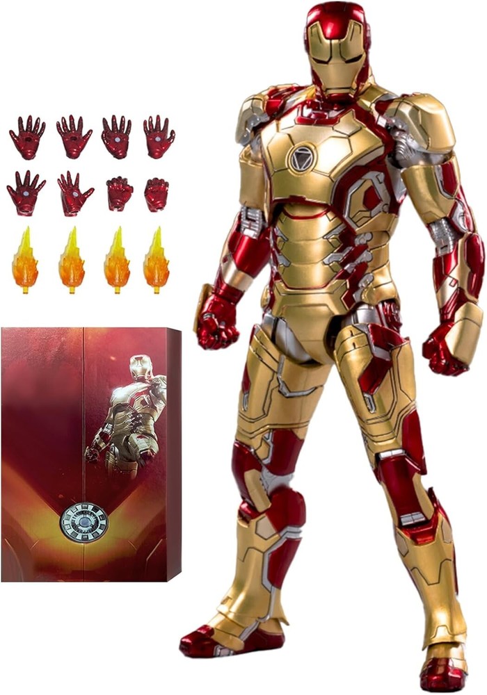 Exquisite 1/10 Scale Ironman MK42 Figure with 4 Hand Pairs in Gift Box