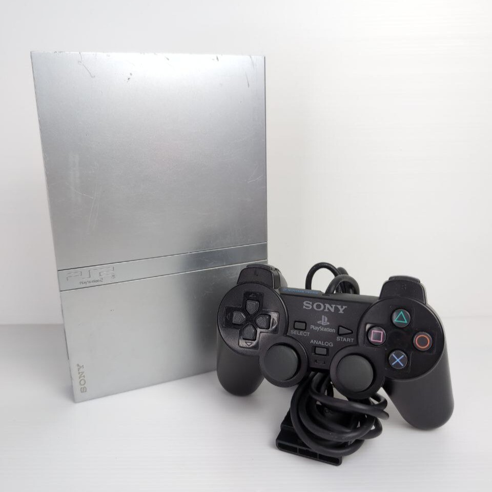 PS2 Slim Argento Console + Controller Originale Sony Playstation 2