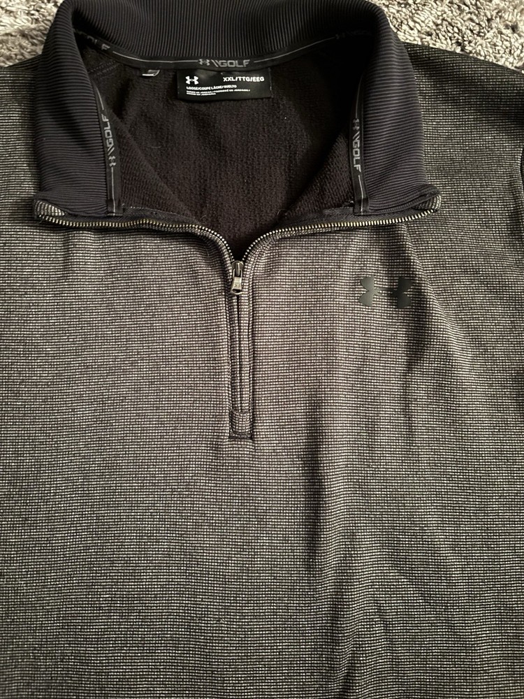Under Armour Men's XXL Black Gray 1/4 Zip Pullover Long Sleeve Golf Top