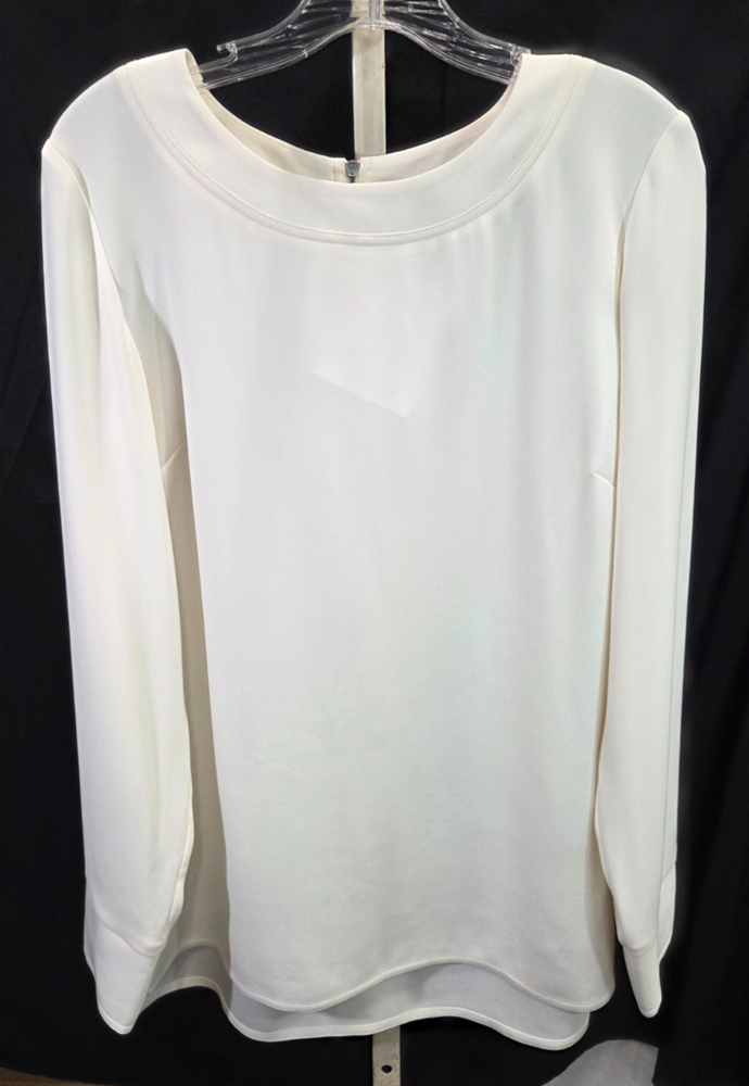 St. John Ivory Back Zip Long Sleeve Blouse Size 8