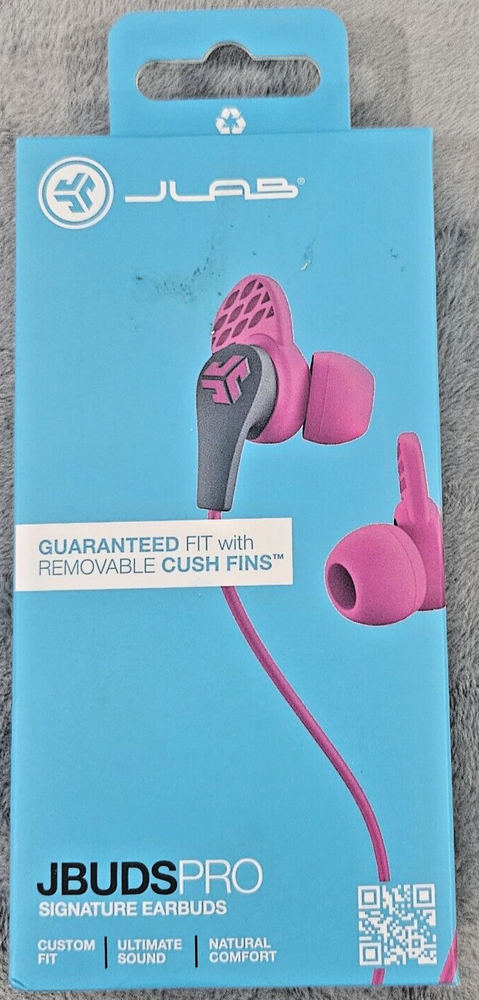 JLab JBuds Pro Signature Pink Wireless Earbuds with Custom Fit Mic & Touch Controls