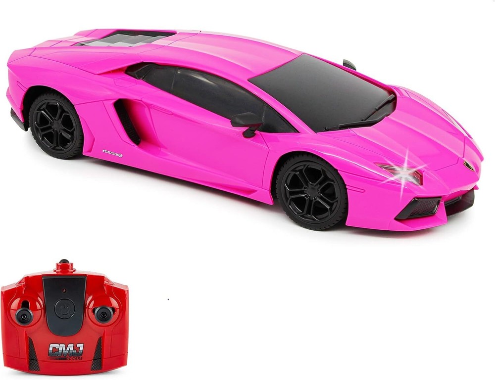 1:24 Pink RC Car with Working Lights - 2.4Ghz Remote Control Toy for Kids